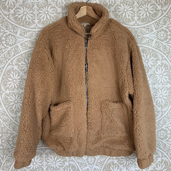 Jackets & Blazers - Tan Oversized Sherpa Teddy Jacket